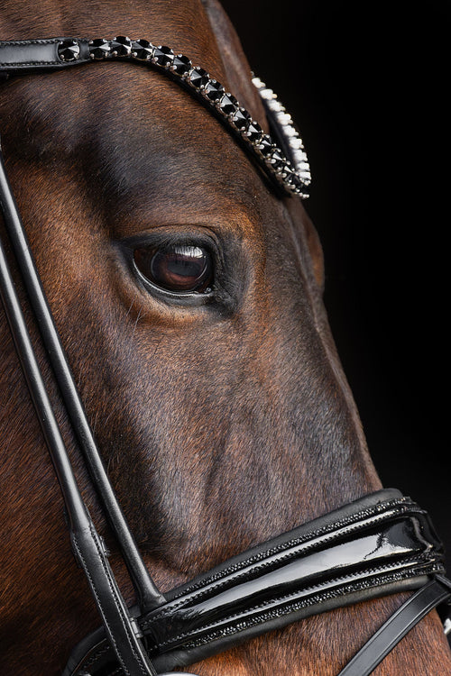 Bridle Rolled-Stitched – Patent Black Crystal | No. 100