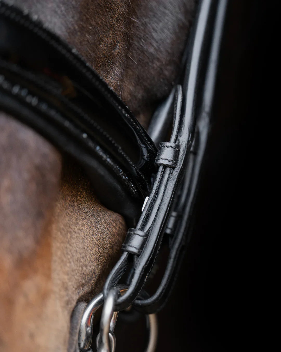 Double Bridle Rolled-Stitched – Patent Black Crystal | No. 150