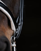 Double Bridle Rolled-Stitched - Matte Black - White Padding| No. 153