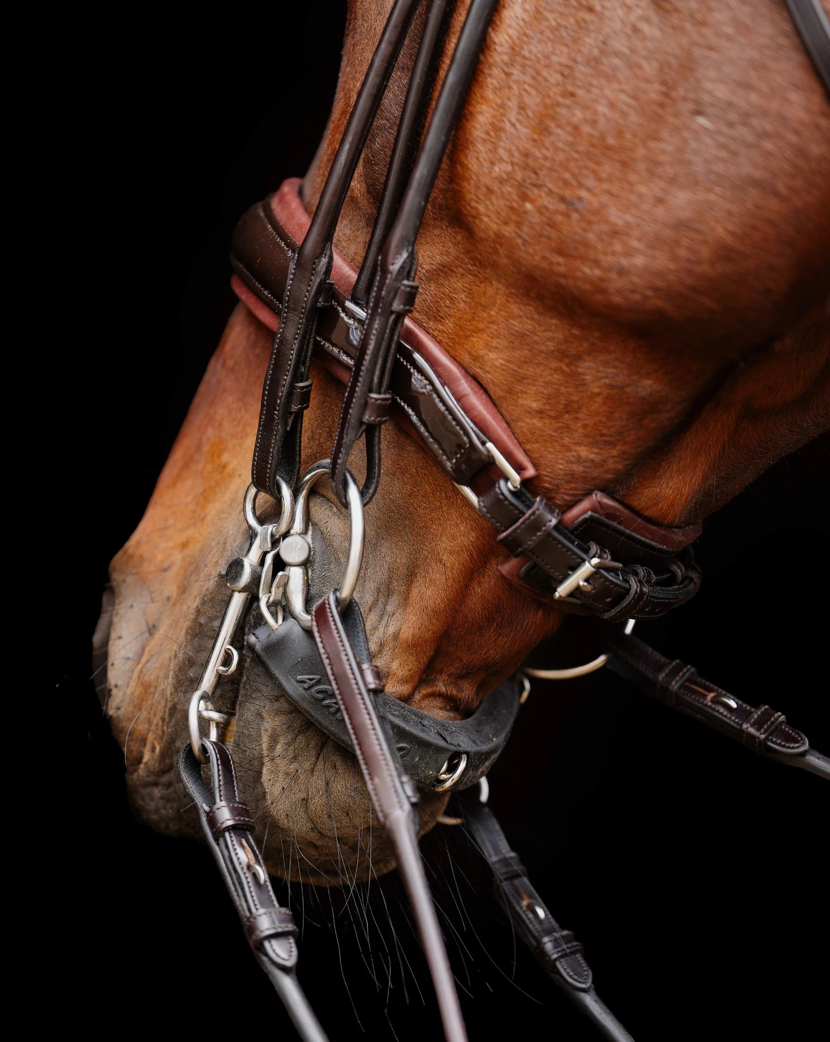 Double Bridle Rolled-Stitched – Patent Brown | No. 154