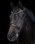 Double Bridle Rolled-Stitched – Matte Black Crystal | No. 155