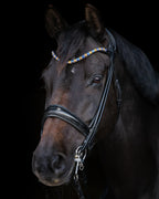 Double Bridle Rolled-Stitched – Matte Black Crystal | No. 155