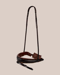Round-Stitched Dressage Noseband – Matte with Crystals (Brown) | No. 100