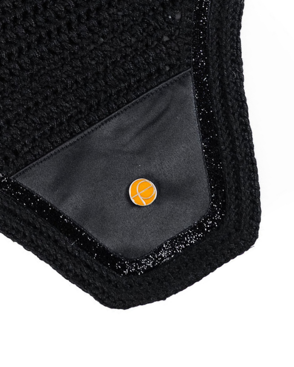 Ear Bonnet with Glitter Trim (Black)