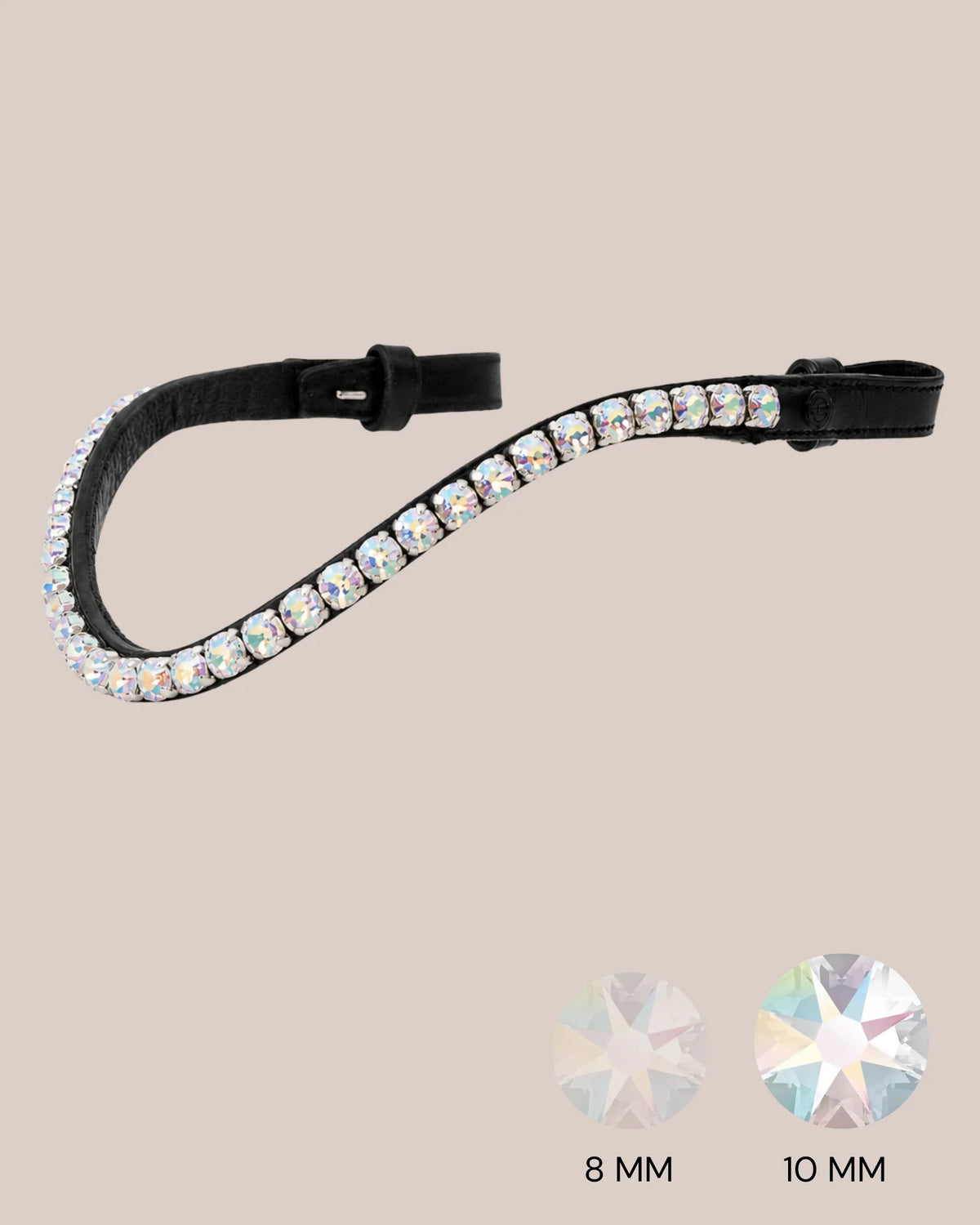 Colourful Crystal Browband (10 mm) (Black) | No. 2S