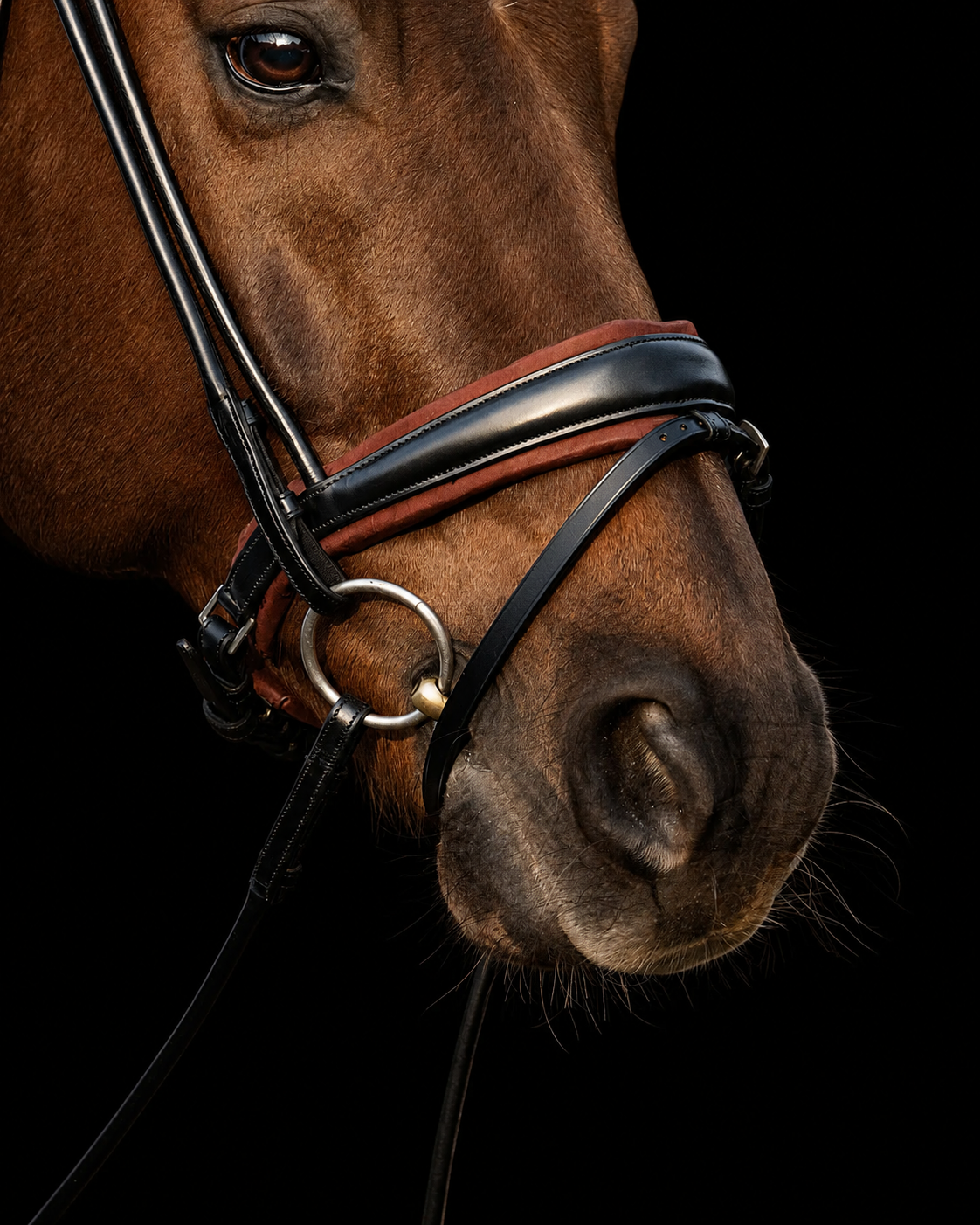 Bridle Rolled-Stitched - Matte Black - Brown Padding | No. 108