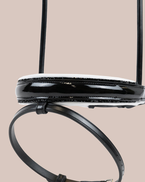 Pony/Native Patent Leather Noseband with Crystals & White Padding (Black) | No. 101