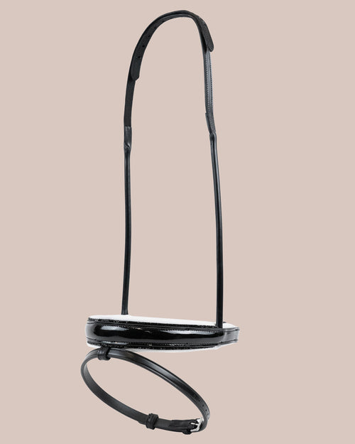 Pony/Native Patent Leather Noseband with Crystals & White Padding (Black) | No. 101