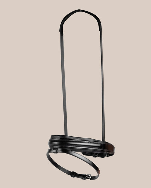 Dressage Noseband – Flat Leather (Black) | No. 91
