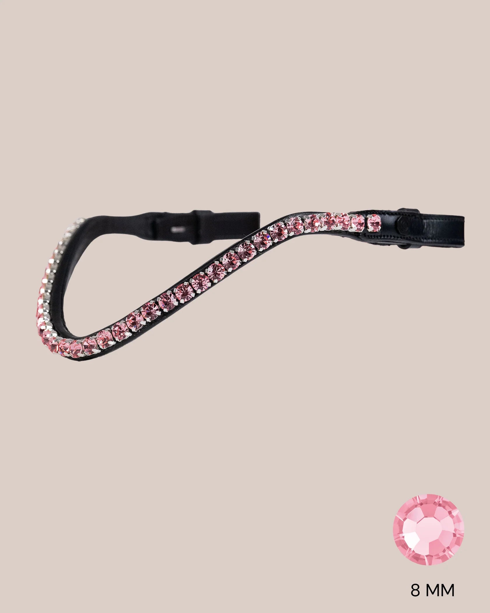 Rose Crystal Browband (8 mm) (Black) | No. 60