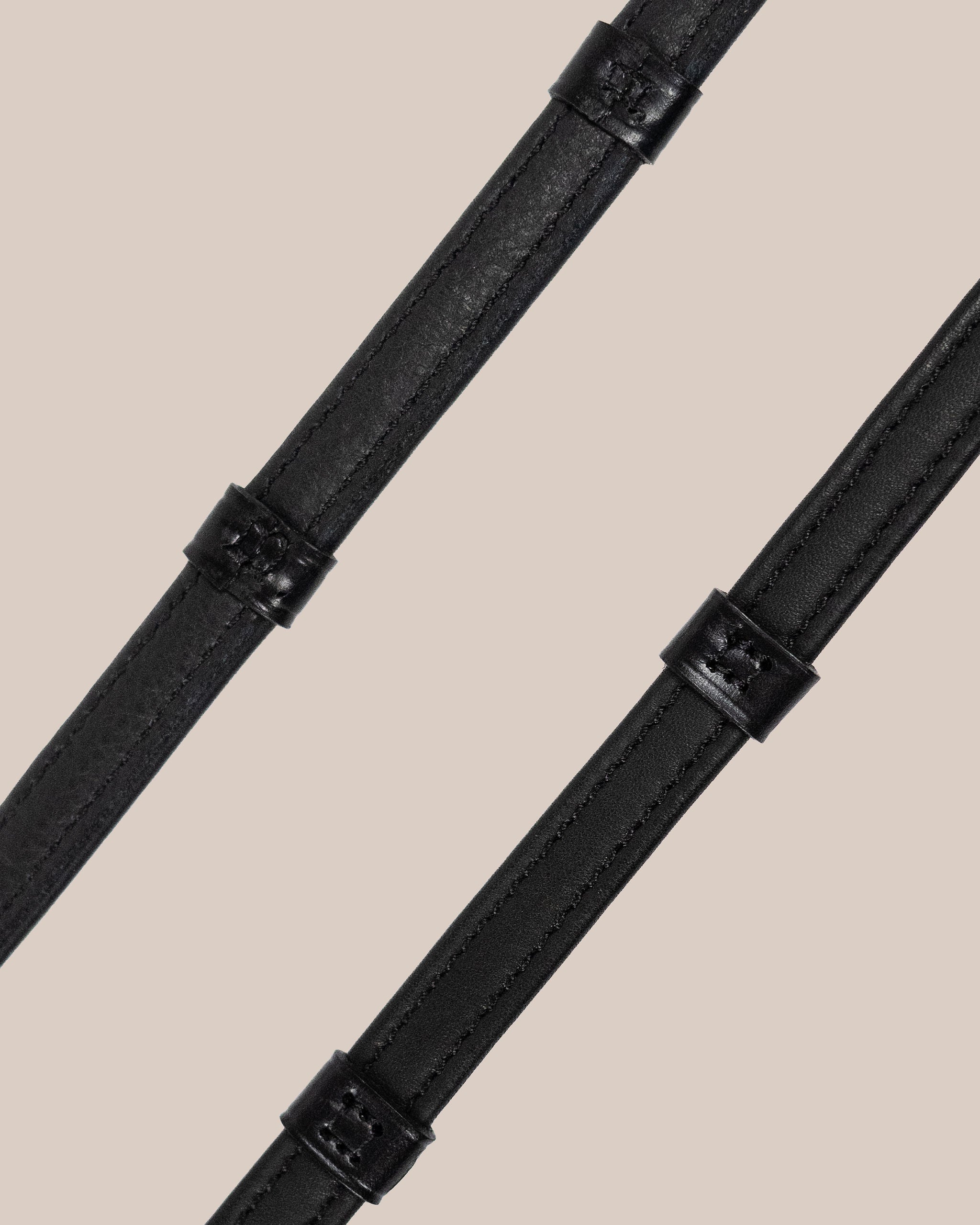 Round-Stitched Softy Reins with Stops (Black) | No. 37