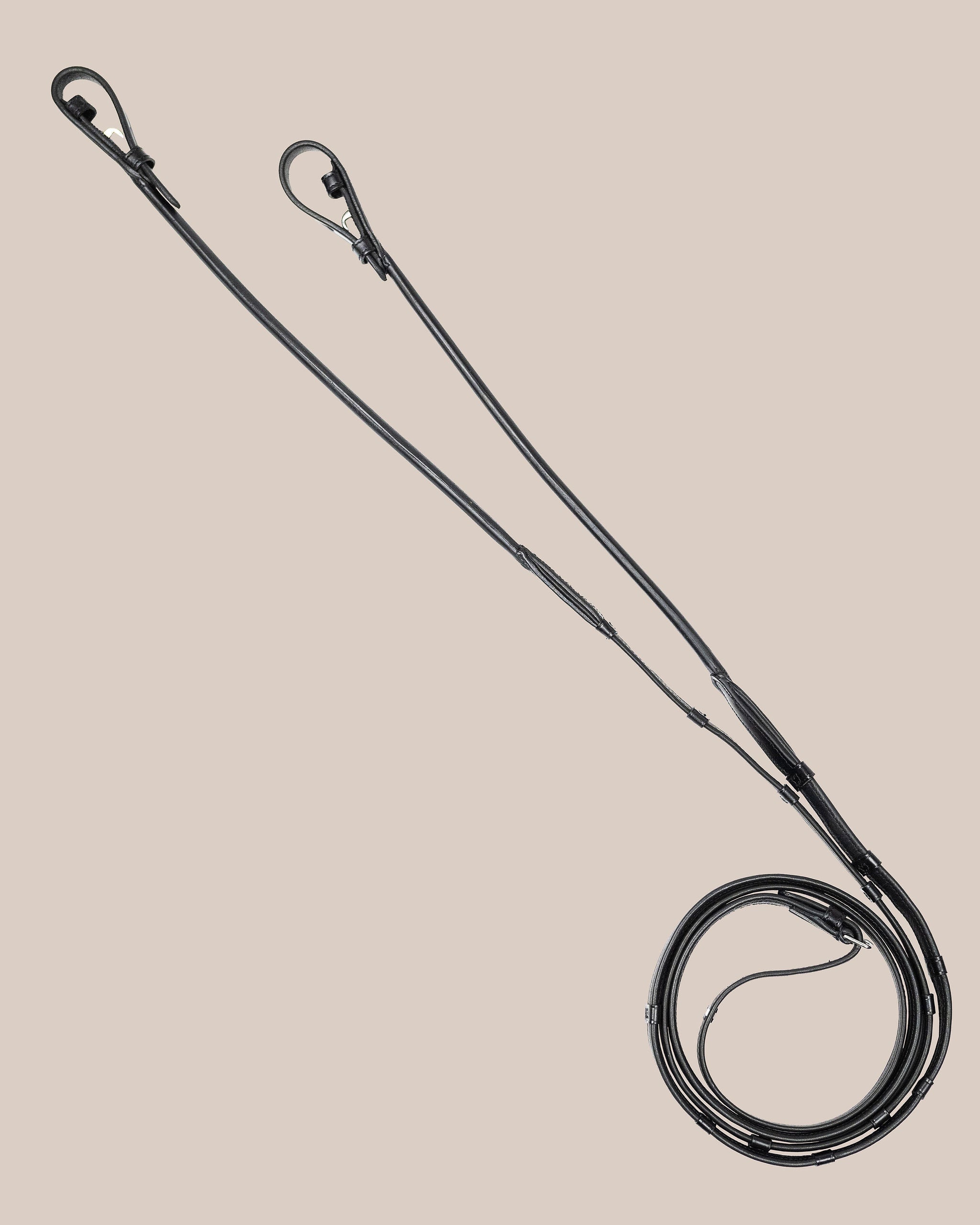 Round-Stitched Softy Reins with Stops (Black) | No. 37