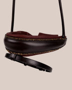 Round-Stitched Dressage Noseband – Matte with Crystals (Brown) | No. 100