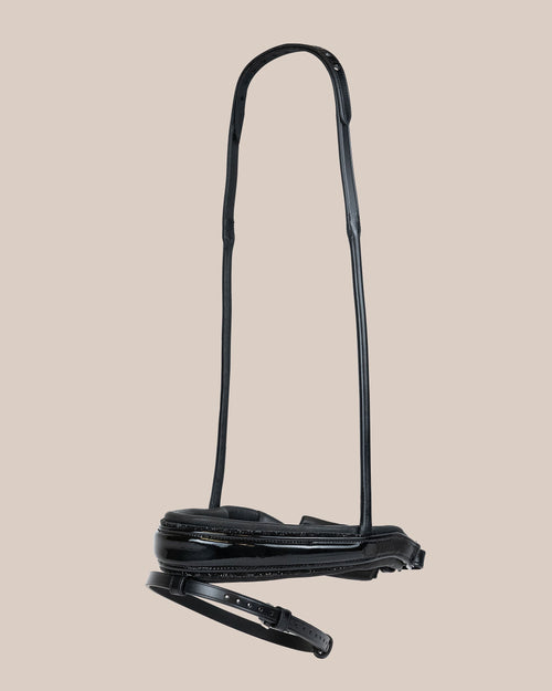 Patent Leather Noseband with Crystal Piping (Black) | No. 100