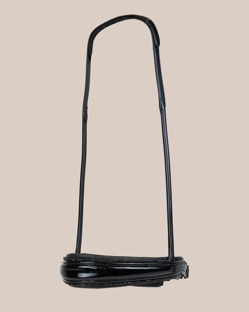 Patent Leather Noseband with Crystal Piping (Black) | No. 100