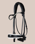 Double Bridle Rolled-Stitched - Matte Black - White Padding| No. 153